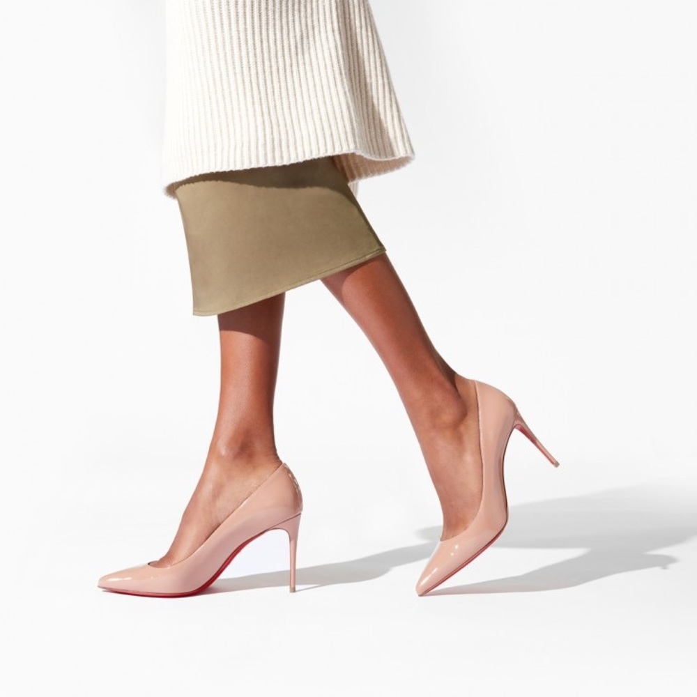 Christian Louboutin ⭐️ Kate 85mm Patent Beige Tan Leather Pumps Sz 39.5